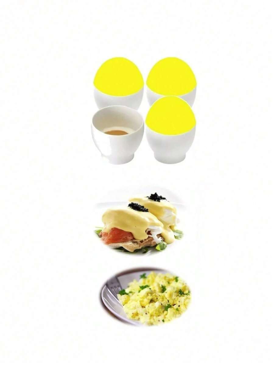 Kemei Microwaveable Egg Containers 4pcs + Egg Base - White - View 1