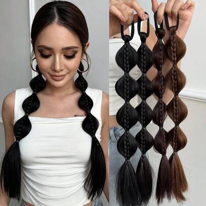 2 piezas de extensiones de cabello trenzadas hechas a mano de 18 pulgadas, disponibles en múltiples colores, cabello sintético resistente al calor, adecuado para mujeres