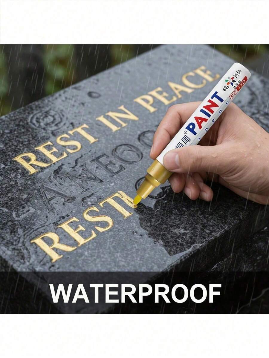 Gravestone Repair Pen | Repairs Gravestones, Granite And Marble, Suitable For Faded Text On Stone Surfaces, Weather-Resistant Fast-Drying Oil-Based Fine Tip, Used For Cemetery Maintenance And Marble/Tile Color Repair, Specially Designed For Cemetery Care