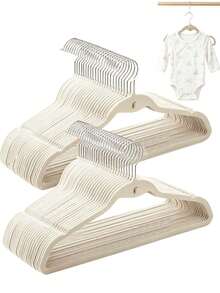 20pcs New Multi-Color Children's Flocked Hangers - Surface Coated With Anti-Slip Flocked, No Shedding, Specially Designed For Infants And Toddlers. Combines Storage And Organization Functions, Cute Design, Equipped With Side Hooks; Supports Chain Connection, Effectively Saves Closet Space; Features Anti-Slip, Stackable And Drying Clothes Multiple Functions. - Multicolor - View 1