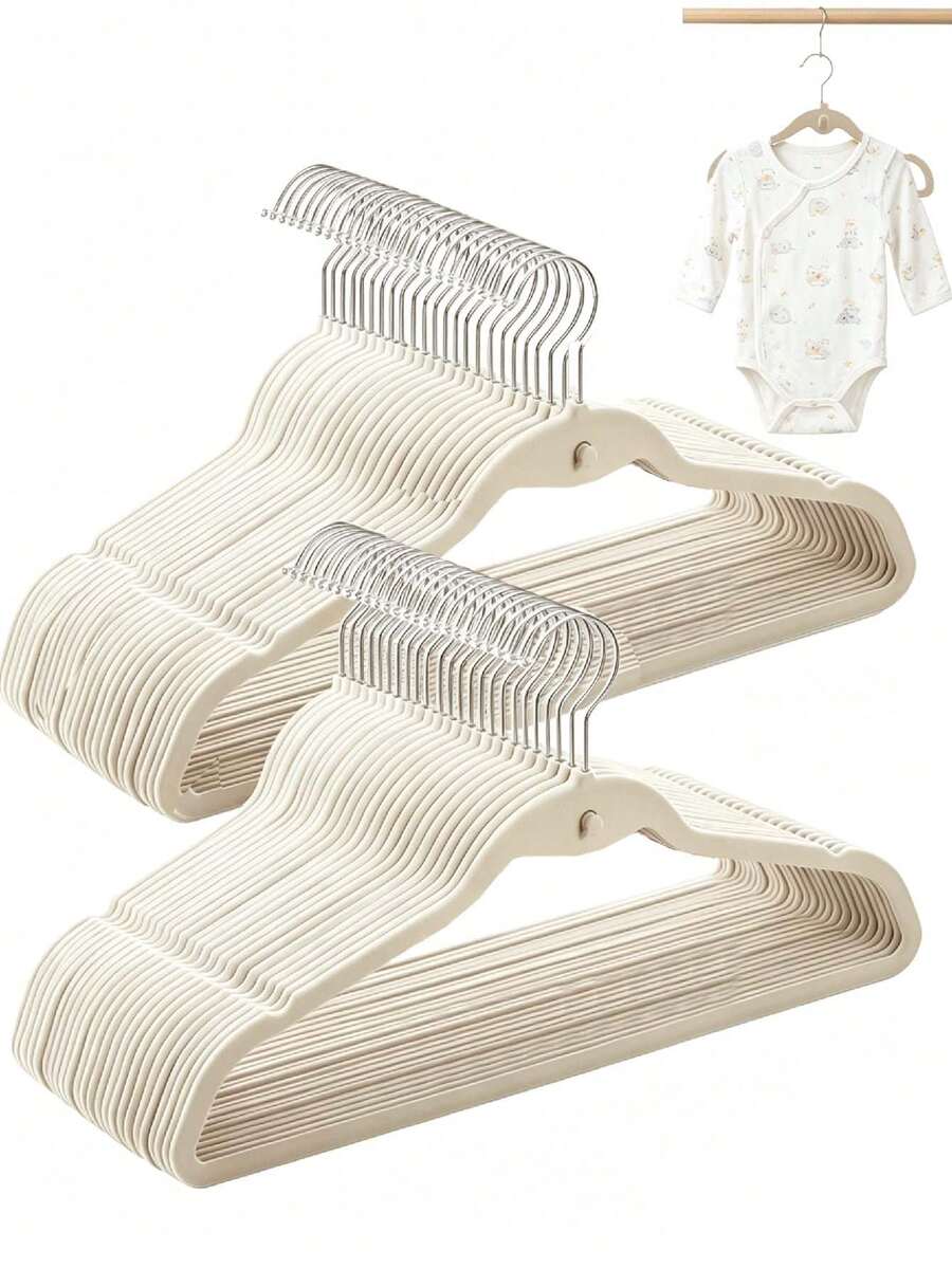 20pcs New Multi-Color Children's Flocked Hangers - Surface Coated With Anti-Slip Flocked, No Shedding, Specially Designed For Infants And Toddlers. Combines Storage And Organization Functions, Cute Design, Equipped With Side Hooks; Supports Chain Connection, Effectively Saves Closet Space; Features Anti-Slip, Stackable And Drying Clothes Multiple Functions. - Multicolor - View 1