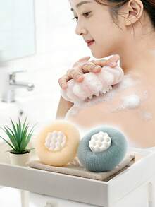 4个装去角质沐浴海绵，柔软身体磨砂丝瓜络，带指环和吸盘，泡沫丰富不掉毛沐浴刷，适用于家庭浴室淋浴SPA去角质 - A - 查看 9