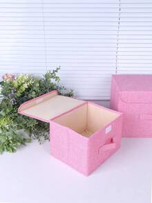 1 chiếc hộp lưu trữ bằng vải gấp gọn có nắp và tay cầm, hộp lưu trữ gấp gọn chất lượng cao, thùng sắp xếp có thể thu gọn, đa năng cho quần áo, đồ chơi, sách, mỹ phẩm, sắp xếp nhà cửa cho phòng ngủ, tủ quần áo, phòng trẻ em, văn phòng, phòng khách, giỏ lưu trữ tiết kiệm không gian - Hồng - Xem 3