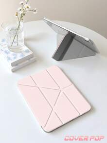 纯粉色Y型折叠透明平板电脑保护套，兼容苹果9.7/10.2/10.5/10.9/12.9/Pro、第五/六/七/八/九/十/十一代、Air 11英寸，兼容三星Galaxy Tab S6/S7/S8/S9/A8/A9/Lite/Plus英寸平板电脑，柔软防摔，智能支架/自动唤醒/睡眠功能 - 彩色 - 查看 4