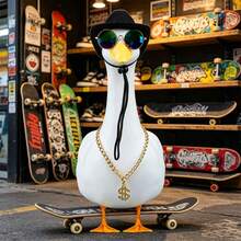 Porch Goose Hip Hop Outfit Creative Goose Statue Sunglasses, Hat, Necklace For Outdoor Garden Yard - Multicolor - View 4