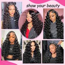 SHINEHAIR 13x6 HD Curly And Wavy Lace Front Wig, Pre-Plucked, 180% Density, Wet Look, Glueless, Human Hair - Natural Black - Xem 9