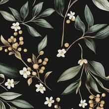 Papel tapiz vintage pelable - Papel tapiz autoadhesivo de vinilo con hojas de color verde oscuro, apto para baño, dormitorio, cocina, cajones, armarios. Decoración de pared vintage con flores en negro, verde y dorado - 1PC - Ver 11