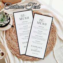 客製化優雅極簡婚禮菜單，個性化現代書法晚餐菜單，可編輯婚禮宴會菜單，極簡婚禮菜單卡，客製化菜單模板，優雅婚禮用品，婚禮宴會菜單，訂婚派對菜單，新娘婚前派對菜單，週年紀念晚餐菜單 - 彩色 - 查看 3
