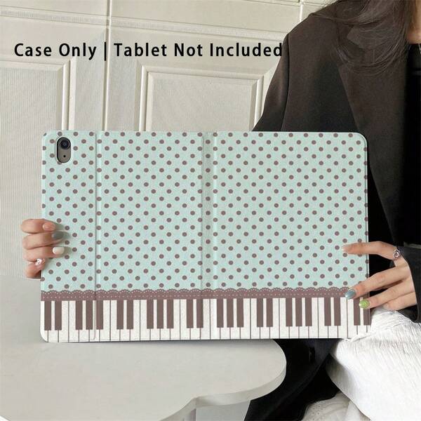 1 pieza Funda para tableta con estampado de teclas de piano y lunares en verde menta, compatible con iPad Air 6/5/4 y 10 (10.9 pulgadas), compatible con iPad Pro 2024, Air M3/A16 2025, compatible con Samsung Galaxy Tab S9 FE/S8 Plus/S7/S10, compatible con Oppo Pad, compatible con Huawei Matepad, compatible con Vivo Pad, compatible con Honor Pad, compatible con Xiaoxin Pad