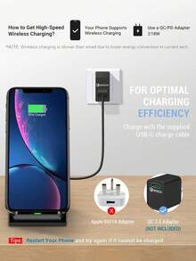 Cargador inalámbrico plegable básico de 15W, cargador inalámbrico 2 en 1 compatible con smartphones con carga inalámbrica Qi, compatible con series 8/X/11/12/13/14/15/16/17, regalo del Día de San Valentín - Negro - Ver 7