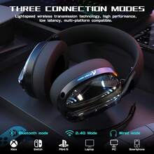 L60 Wireless Over-Ear Gaming Headset,40mm Drivers,Detachable Noise Cancelling Mic,Memory Foam Ear Pads,3 Modes USB Computer Headset - View 2