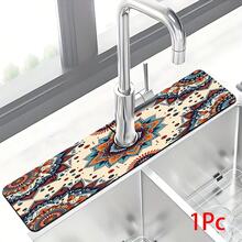 1pc Bohemian Pattern Printed Faucet Mat, Durable Polyester, Quick Drying, Easy To Clean, Suitable For Kitchen And Bathroom, Easy To Install, Daily Decor, Gift, Bathroom Mat, Durable Faucet Mat, Faucet Accessory - Multicolor - View 15