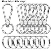 12/16 piezas Ganchos giratorios de aleación con anillos metálicos, adecuados para hacer llaveros creativos DIY, collares para mascotas, cordones, colgantes de bolso (disponibles en 3 colores) - Anillo de hebilla plana de 5,5 g - Ver 12