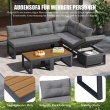 Multi-Purpose Garden Furniture Set With 3-Position Adjustable Backrest And Reclining Function, Thick Comfort Cushions, Storage Space And Weatherproof Polyester Cover – For Patio, Balcony And Garden. Dark Grey. - 灰色的 - 查看 6