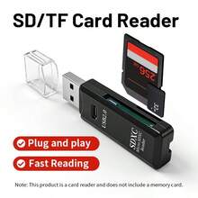 Mini High-Speed 2-In-1 Multi-Function Card Reader, USB 3.0 Micro SD/TF Card Flash Drive Adapter - Black - View 8