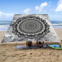 1pc Black & White Minimalist Mandala Bohemian Mandala Print Outdoor Sun Shade Cloth, Camping Canopy, Sun Shade For Garden, Patio, Beach, Camping, Outdoor Adventure, Picnic Mat (Poles Not Included) - Black and White Minimalist Mandala - View 9