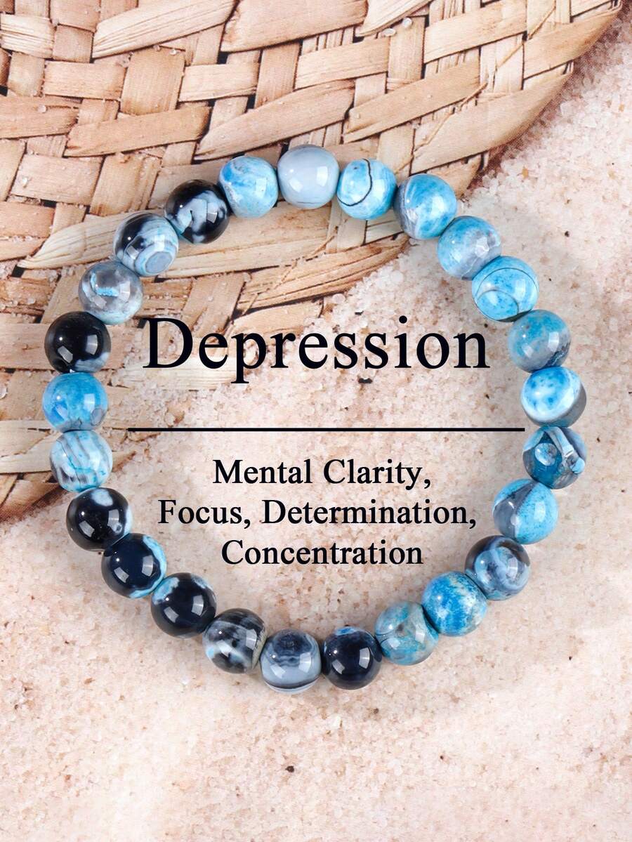 Bohemia Blue Fire Agate Beaded Bracelet For Women Men, Mental Clarity & Focus, Enhancing Determination Boosting, Energy Healing Spiritual Jewellery For Daily Wear - Multicolor - View 1