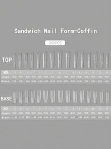 120 piezas/Caja Molde de extensión de uñas estilo sándwich, 60 piezas de molde superior + 60 piezas de molde inferior, 15 tamaños, pegatina de extensión de uñas acrílicas y de gel, con líneas guía - Multicolor - Ver 3