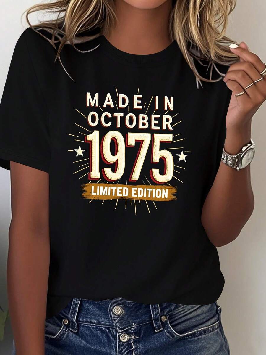 Hecho en octubre de 1975 Eión limit Camiseta cómoda de mujer con código puro