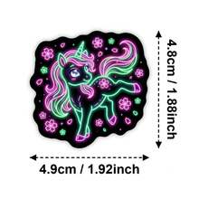 50pcs New Neon Unicorn Sticker Set, Creative Cute Rainbow Horse Decorative Materials, Waterproof Graffiti Stickers - 50 Neon Unicorn Stickers - View 3