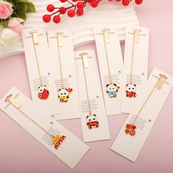 Mặt dây chuyền hình gấu trúc dễ thương, móc khóa đánh dấu sách tiện dụng cho học sinh, đồ dùng văn phòng phẩm hình hoạt hình dễ thương, bán sỉ.