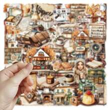 50 buah Stiker Kopi Vintage, Cocok untuk Laptop, Ponsel, Tablet, Gitar, Koper, Scrapbooking, dan Proyek Dekorasi DIY Lainnya - Kopi Retro - View 4