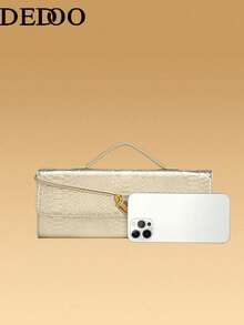 Dedoo Handtasche im Briefumschlag-Design, hochwertig, neuer Stil, europäisch-amerikanischer Mode, Krokodilmuster, Abendtasche, Schultertasche, Umhängetasche - Gold - Übersicht 8