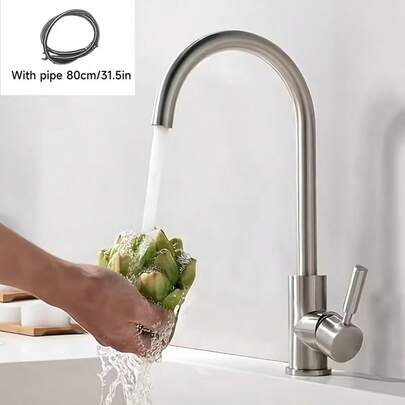 Moderne Edelstahl Küchenarmatur mit 360-Grad-Drehung, langanhaltend Ventilkern, einfacher Installation, spritzwassergeschützt und lecksicher, und modischem Design.