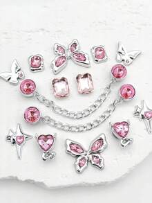 26pcs Girly Crystal Bow Decorative Buttons For DIY Sandals - Silver - View 6