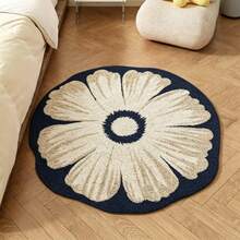 1pc Premium Round Cream Shag Area Rug, Asymmetrical Shape For Living Room, Bedroom, Sofa, Coffee Table, Vanity, Soft & Comfortable, Lightweight & Easy To Clean, Home Decor Carpet - Multicolor - View 12