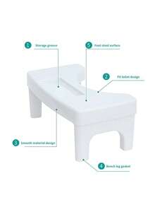 1pc Minimalist White Plastic Toilet Stool, Bathroom Assist Squatting Stool - White - View 9