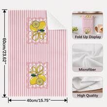 2pcs Green Plaid, Pink Stripe, Lemon Print Kitchen Towels, 40*60cm Super Soft Microfiber Dish Cloths, Farmhouse Style Decor, Housewarming Gift, Suitable For Kitchen And Bathroom - Green - View 4