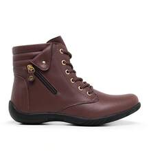 Bota Feminina Coturno Cano Curto Botinha Leve Resistente - Marrom - Visão 6