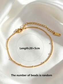 1 buah Gelang Kaki Rantai Mutiara Stainless Steel Berlapis Emas 18K, Cocok untuk Pemakaian Sehari-hari, Perjalanan, dan Liburan Wanita - Emas - View 2