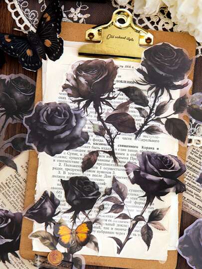 10pcs/Pack Vintage Rose Floral Collage Stickers, DIY Scrapbooking Craft Supplies For Journals, Planners, Laptops, Phones