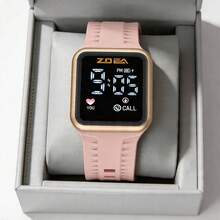 ZOEA Men's LED Touchscreen Watch, Waterproof Silicone Strap, Sporty And Casual Design - akar teratai merah muda - View 5