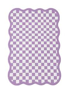1pc Luxury Fluffy Checkered Carpet, Asymmetrical Wavy Edge Bedroom Decor Rug, Korean Sweet Pink Dressing Room Carpet, Pastoral Artistic Entryway Rug, Multiple Sizes Available, Living Room Carpet, Rug, Area Rug, Small Area Rug, Mat, Home Decor, Washable Carpet - Multicolor - View 32