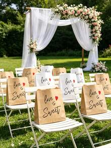 100/60/50/30 chiếc túi giấy Kraft màu nâu, in hình trái tim màu đỏ và dòng chữ "Love Is Sweet", túi quà tặng lãng mạn phù hợp cho Ngày Valentine, kỷ niệm, lễ cưới, tiệc cô dâu, gói quà lãng mạn và các sự kiện ngày lễ. - Nhiều màu - Xem 9