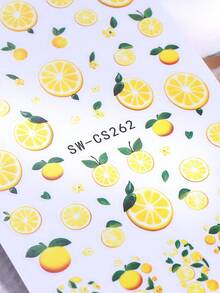 SWEET TREND 3D檸檬美甲貼紙 2片裝 黃色檸檬綠葉熱帶水果設計 DIY Y2K夏季時尚自黏式凝膠指甲貼花美甲裝飾 - 彩色 - 查看 7