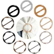 9pcs Women's T-Shirt Clips, Knotted Buttons, Fashion Metal Round Buttons, Circular Silk Scarf,Holiday,Travel Essential - Multicolor - View 10
