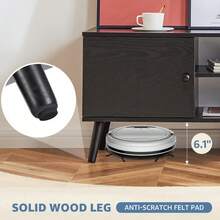 TV Stand With 2 Cabinet, Modern Mid Century Media Console Table For Living Room Office Furniture,Black - 1PC - Ver 7