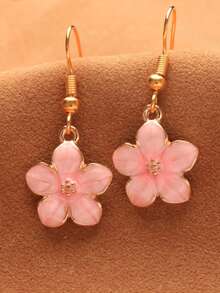 1对粉色樱花耳环，适合日常佩戴 - 粉色 - 查看 1