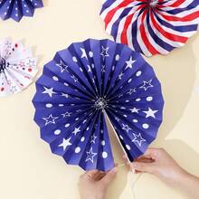 Decoraciones patrióticas para el 4 de julio - Abanicos de papel colgantes en rojo, blanco y azul, adecuados para la fiesta del Día de la Independencia de EE. UU., el Día de los Caídos y el Día de los Veteranos - Día de la Independencia - Ver 4
