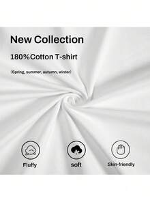 Loose T - Shirt, Summer Casual Women's T - Shirt, 100% Cotton Women's Top. White Short Sleeve T - Shirt With Cartoon Pattern - 白色 2 - 查看 7