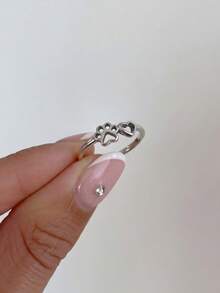 1枚925纯银钻石心形爪印戒指，高品质珠宝，女士礼品，适合日常佩戴和派对场合 - 款式8 - 查看 5