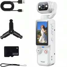 W&O 4K 1.9"HD Video Recording Camera - Portable, Rechargeable, Video Log Camera, 4k Handheld Stabilizer Pocket Sports Camera Gimbal | 4k Handheld Stabilizer | Magnet | 180 ° Perspective, Body Camera,  USB Charging 180 ° Rotation, 1.9 "CMOS, Perfect For Video And Video Recording, Perfect For Life Recording And Travel - White - View 12