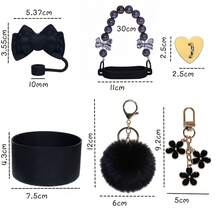 适用于30盎司和40盎司保温杯的5件套配件，包括10毫米吸管盖、瓶提手带、心形挂钩、硅胶套和钥匙扣挂件，是情人节礼物和户外活动的理想之选。 - 彩色 - 查看 3