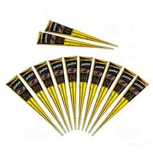 12pcs Henna Tattoo Paste, Brown/Black/Red, Temporary Henna Tattoo, Semi-Permanent Henna Tattoo Paste, Waterproof Henna Tattoo Paste For Body Art And Painting - 黑色 - 查看 11