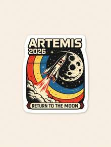 Artemis 2026 Return To The Moon Sticker, Retro Space Rocket Vinyl Decal, Inspired Astronaut Art Sticker For Laptop Phone Case, Outer Space Mission Mission Decal, Waterproof Science Geek Stationery - Multicolor - View 1