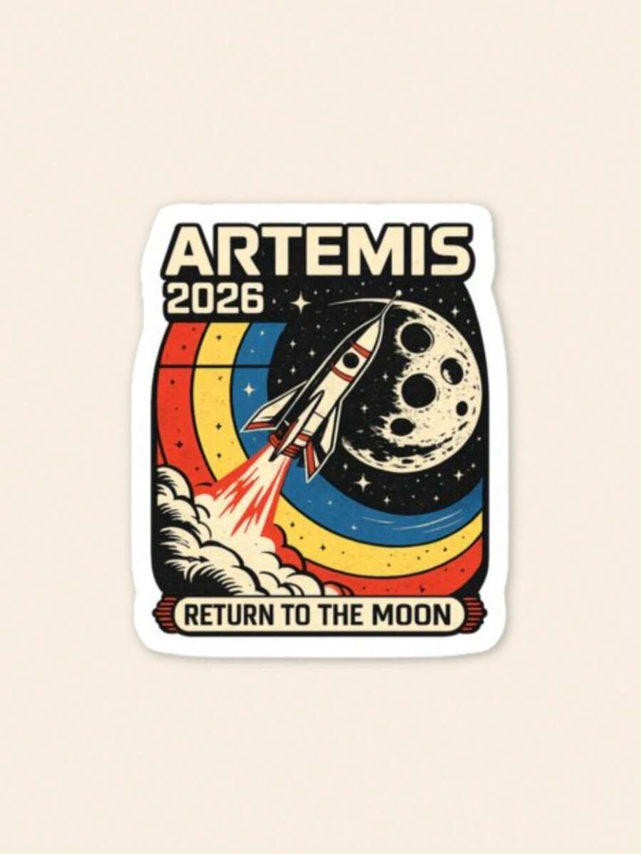 Artemis 2026 Return To The Moon Sticker, Retro Space Rocket Vinyl Decal, Inspired Astronaut Art Sticker For Laptop Phone Case, Outer Space Mission Mission Decal, Waterproof Science Geek Stationery - Multicolor - View 1